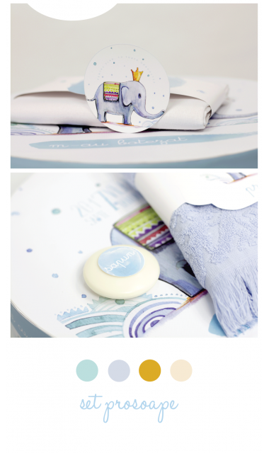 Trusou de botez cu elefanti si broderie pentru baieti, Bebe Elefant 2